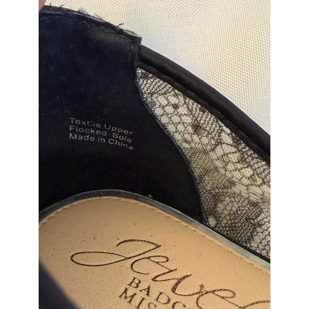 Jewel Badgley Mischka Juliana Black Ballet Flats US 8.5 Mesh Lace Pointed Toe